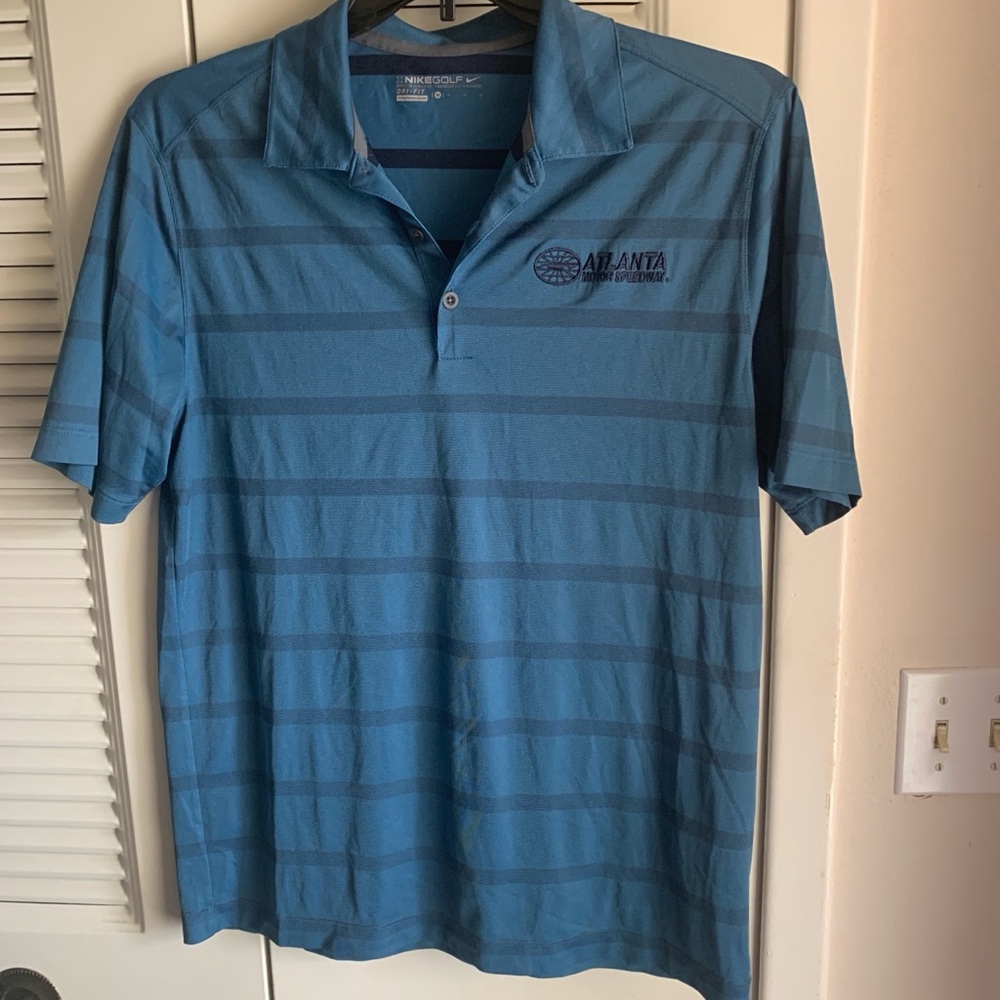 Nike Men's Blue Striped Polo Shirt